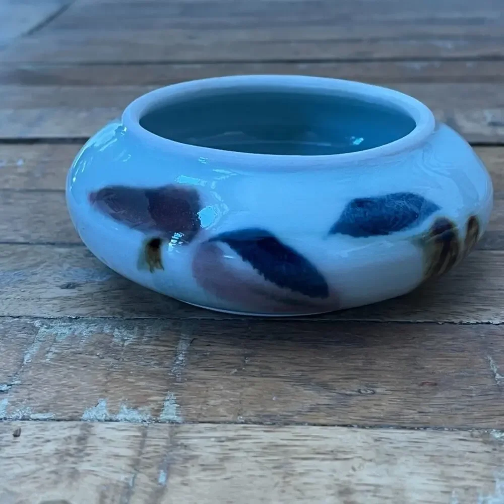 Glenn Burris Ceramic Pottery Round Flat Vase Flower Frog 5